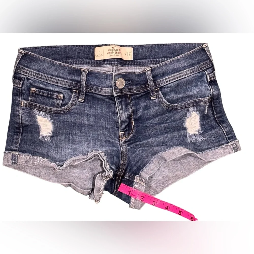 Hollister 🦅 Low Rise Short-Short Blue Denim Jean Shorts Size 5 (W 27) - Picture 8 of 8